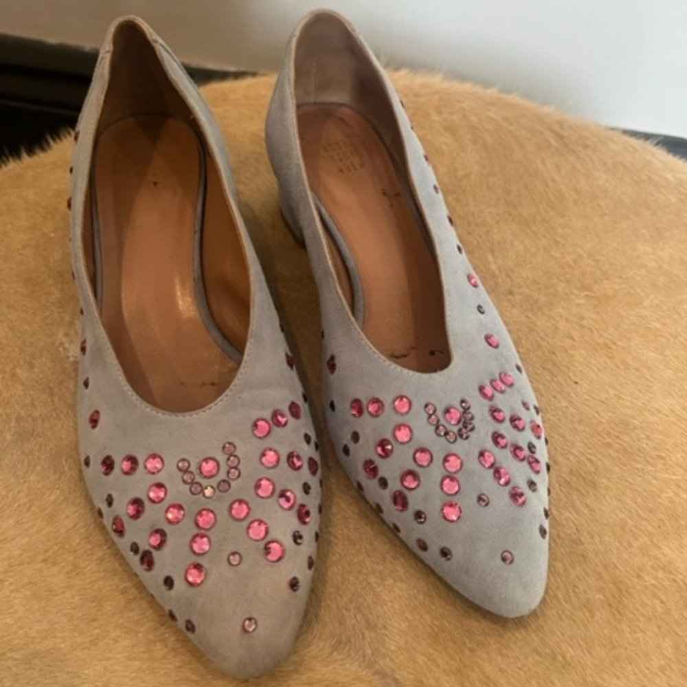 Maryam Nassir Zadeh. Blue Suede & Pink Jeweled Heels Pumps Shoes 37 7